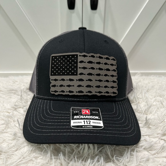 Laser engraved American flag fish. Richardson 112 trucker hat. - Picture 2 of 2